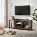 Miniatyrbild 5 av 10: Rootz Vintage Brun-svart TV-hylla - Underhållningsställ - Mediakonsol - Spånskiva och stål - 120 cm x 40 cm x 50 cm - Max belastning 40 kg - Enkel mon