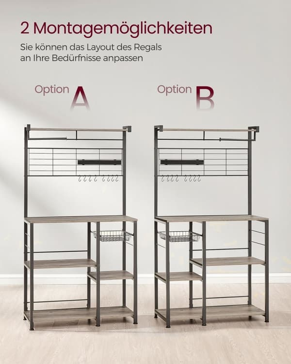 Rootz Greige Sort køkkenopbevaringsstativ - Spånpladestål Organizer - Pantryhylde - Heavy Duty - 42 cm x 90 cm x 167,3 cm