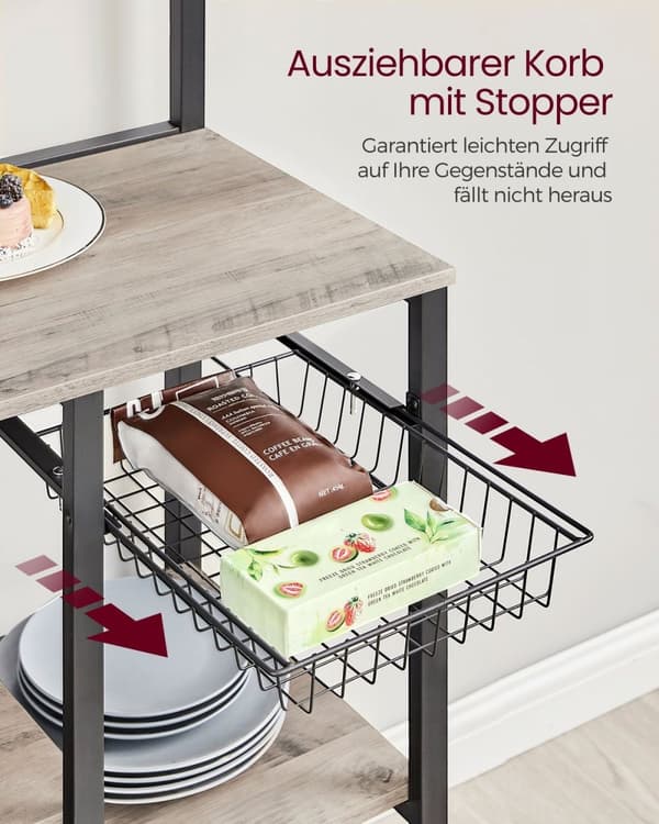 Rootz Greige Sort køkkenopbevaringsstativ - Spånpladestål Organizer - Pantryhylde - Heavy Duty - 42 cm x 90 cm x 167,3 cm