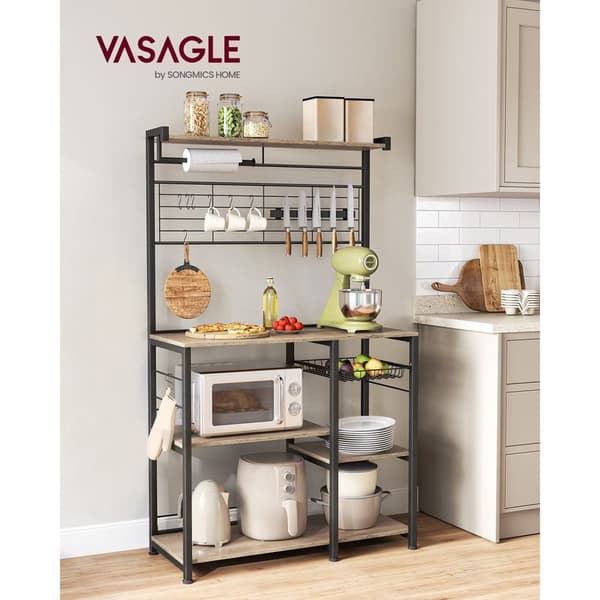 Rootz Greige Sort køkkenopbevaringsstativ - Spånpladestål Organizer - Pantryhylde - Heavy Duty - 42 cm x 90 cm x 167,3 cm