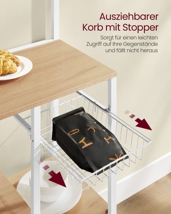 Rootz Golden Oak White Köksförvaringsställ - Skafferiorganisatör - Skåphylla - Spån- och stålkonstruktion - 42cm x 90cm x 167,3cm - Heavy Duty - Enkel