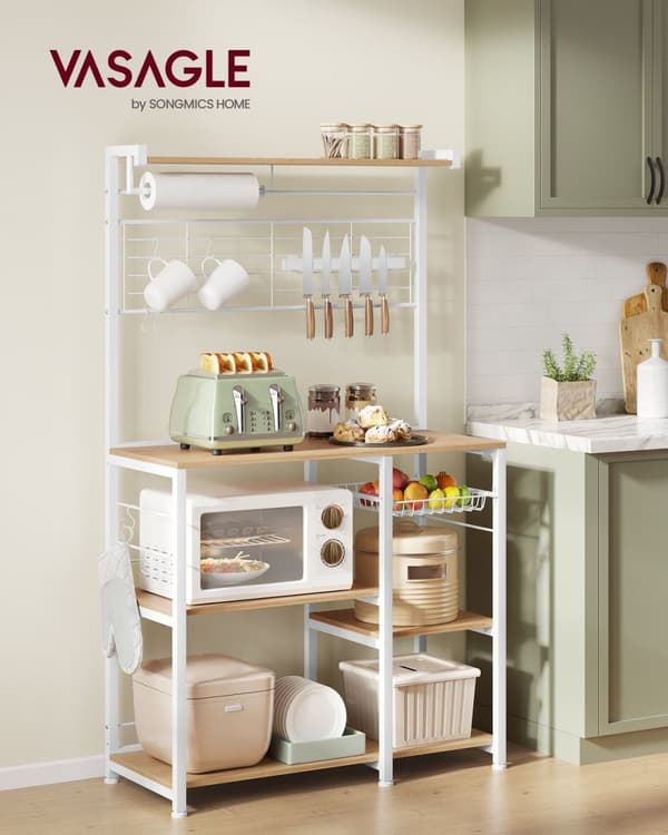 Rootz Golden Oak White Köksförvaringsställ - Skafferiorganisatör - Skåphylla - Spån- och stålkonstruktion - 42cm x 90cm x 167,3cm - Heavy Duty - Enkel
