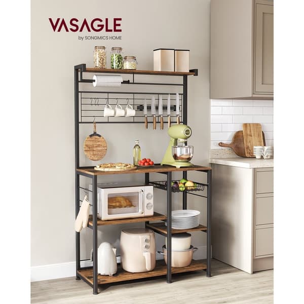 Rootz Vintage ruskea-musta keittiön säilytysteline - lastulevyteräsjärjestin - ruokakomerohylly - Heavy Duty - 42cm x 90cm x 167,3cm