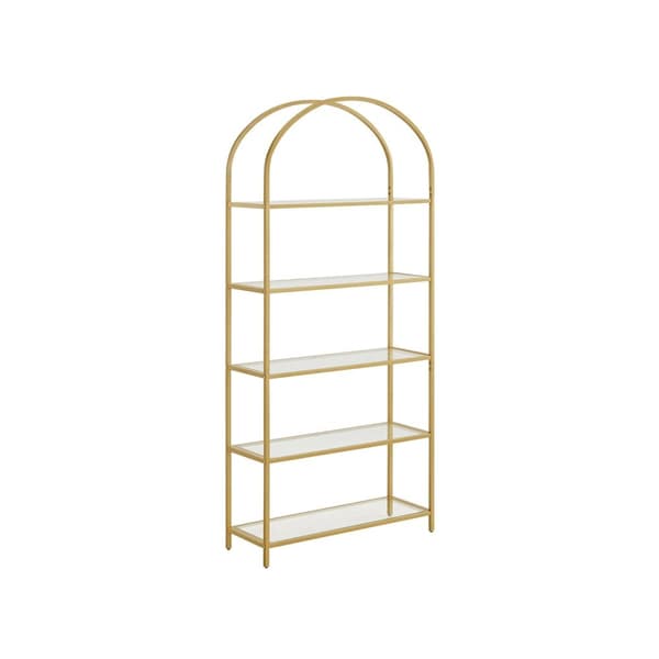 Rootz guldfarvet gennemsigtig glashylde - Stålramme - Hærdet glas - Stor opbevaringsenhed - Robust konstruktion - Nem montering - 30,2 cm x 83 cm x 18