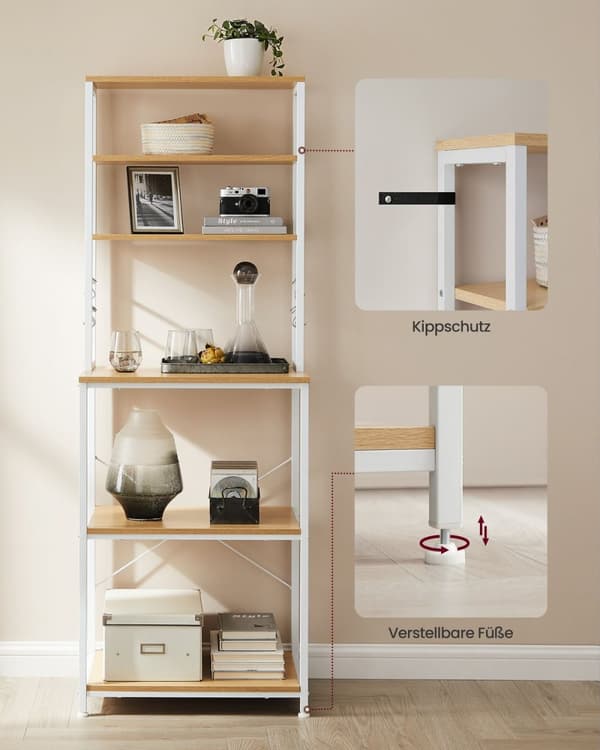 Rootz Eg Hvid spånplade stål kagerol - Bagestativ - Opbevaringshylde - Robust konstruktion - Nem montering - 40 cm x 60 cm x 167 cm