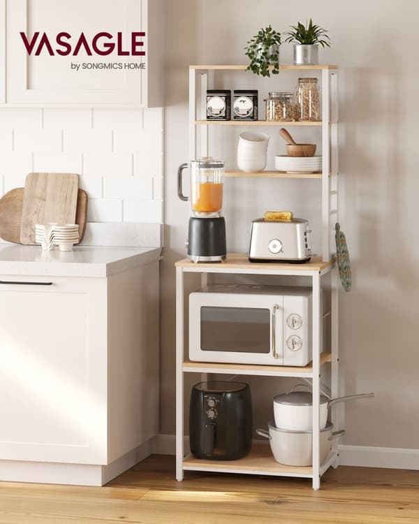 Rootz Eg Hvid spånplade stål kagerol - Bagestativ - Opbevaringshylde - Robust konstruktion - Nem montering - 40 cm x 60 cm x 167 cm
