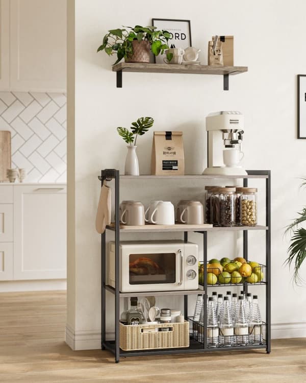 Rootz Kagerol Organizer - Cupcake Stand - Bagerist - Spånplade og stål - 35 cm x 80 cm x 95 cm - Greige Sort - 11,8 kg - 20 kg Hyldekapacitet - 10 kg