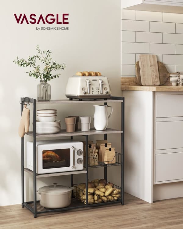 Rootz Kagerol Organizer - Cupcake Stand - Bagerist - Spånplade og stål - 35 cm x 80 cm x 95 cm - Greige Sort - 11,8 kg - 20 kg Hyldekapacitet - 10 kg