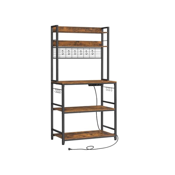 Rootz Vintage ruskea-musta kakkuteline - Säilytyshylly - Lastulevy teräs - Heavy Duty - Tilava - Tukeva - 40cm x 80cm x 170cm