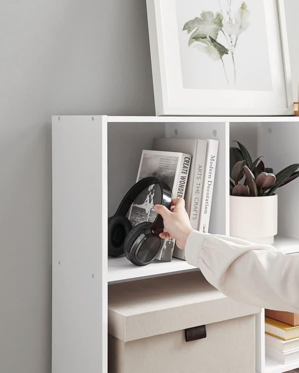 Rootz spånplade bogreol - Hvid opbevaringsstativ - Organizer - Robust konstruktion - Nem montering - 30 cm x 126 cm x 100 cm