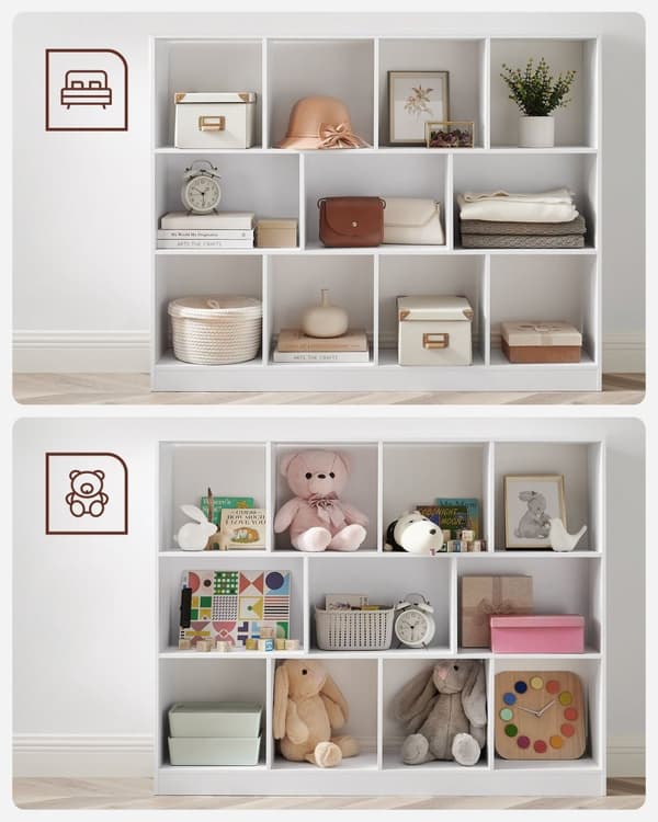 Rootz spånplade bogreol - Hvid opbevaringsstativ - Organizer - Robust konstruktion - Nem montering - 30 cm x 126 cm x 100 cm