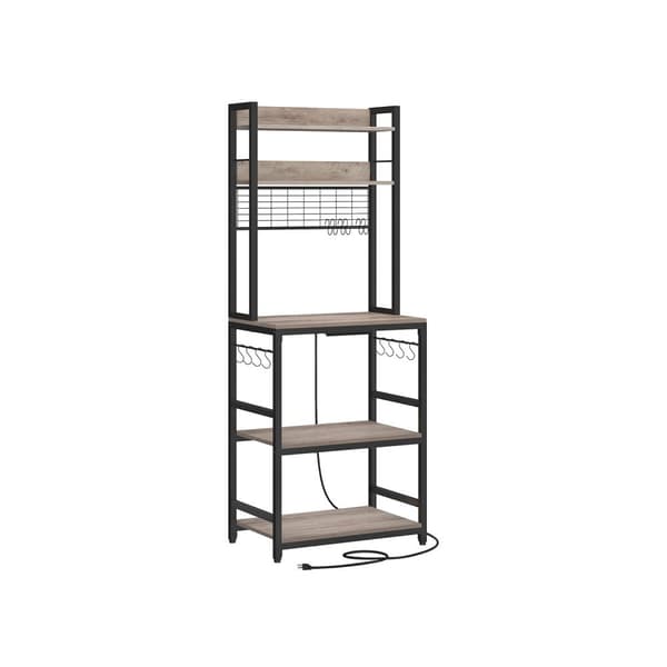 Greige sort spånplade stål kagerol - Bagestativ - Konditorhylde - Robust konstruktion - Rummeligt design - Nem montering - 40 cm x 60 cm x 170 cm