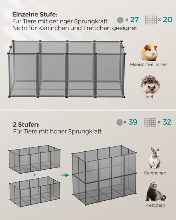 Rootz DIY Grey Storage Cube Organizer - Plasthylla - Modulära hyllor - Enkel montering - Lättvikt - Mångsidig - 125cm x 63cm x 42cm