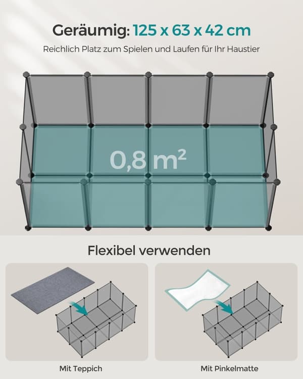 Rootz DIY Grey Storage Cube Organizer - Plasthylla - Modulära hyllor - Enkel montering - Lättvikt - Mångsidig - 125cm x 63cm x 42cm