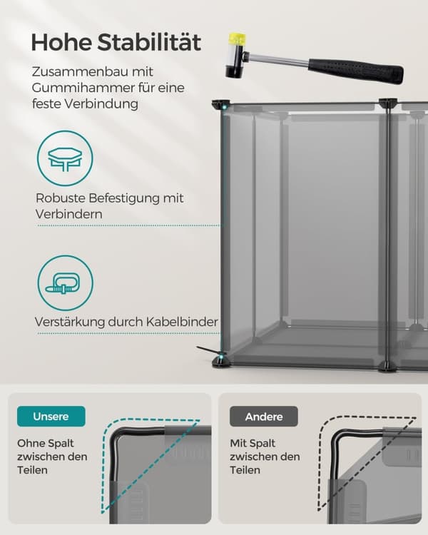 Rootz DIY Grey Storage Cube Organizer - Plasthylla - Modulära hyllor - Enkel montering - Lättvikt - Mångsidig - 125cm x 63cm x 42cm