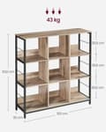Miniatyrbillede 4 af 5: Rootz Multi-Purpose Stand Hylde - Spånplade stål opbevaringsstativ - Organizer - Heavy Duty - Camel Brown Ink Black - 30 cm x 100 cm x 103,1 cm