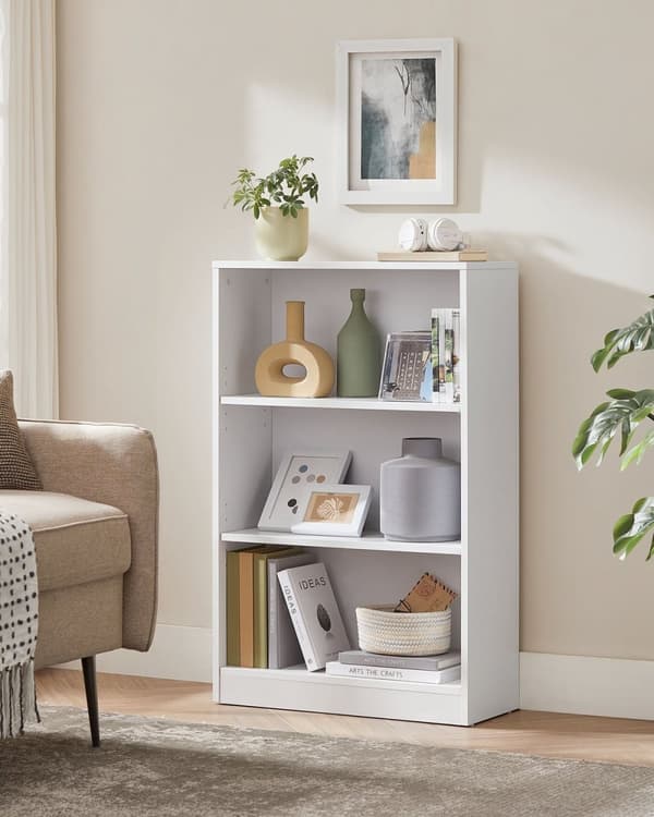Rootz spånplade bogreol - Hvid opbevaringsstativ - Stort displaystativ - Robust organisering - 24 cm x 60 cm x 93 cm