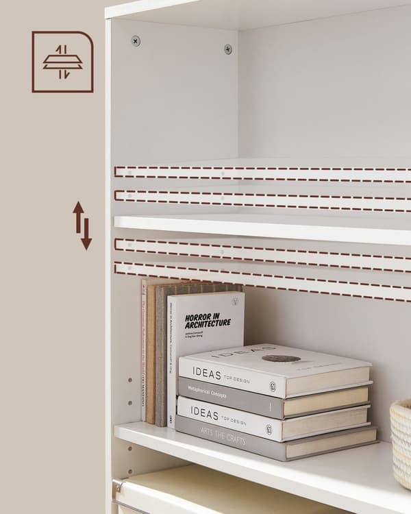 Rootz spånplade bogreol - Hvid opbevaringsstativ - Stort displaystativ - Robust organisering - 24 cm x 60 cm x 93 cm