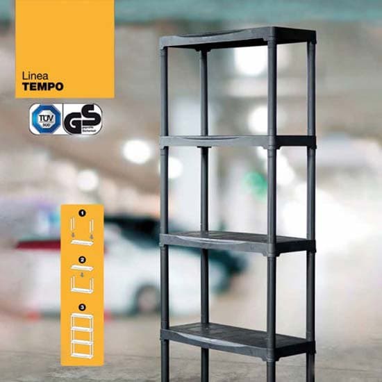 Artplast Hylly Tempo 133x60x30 Cm 4 Yksiköitä Musta