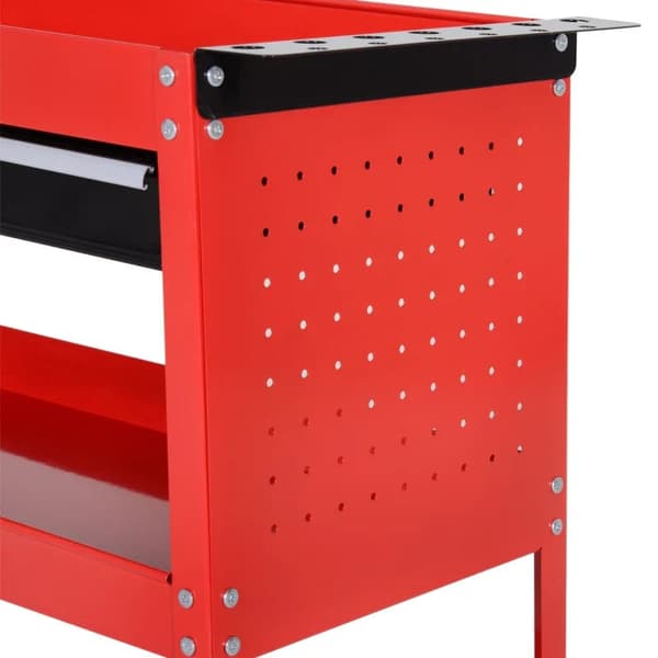Rootz Værktøjskasse - Værktøjsvogn - Værktøjskasse - 3 niveauer - 4 hjul - Rød - 82 cm x 35 cm x 76 cm