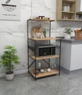 Pikkukuva 1 / 9: Chic Home Anetta hyllykkö 60x45xK124 cm, ruskea/musta