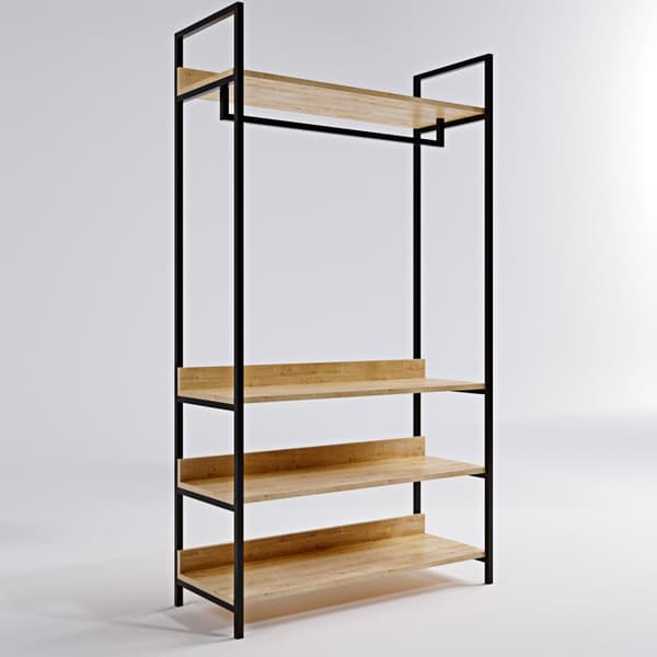 Chic Home Sanni vaatehyllykkö tangolla 100x40xK180 cm, beige/musta