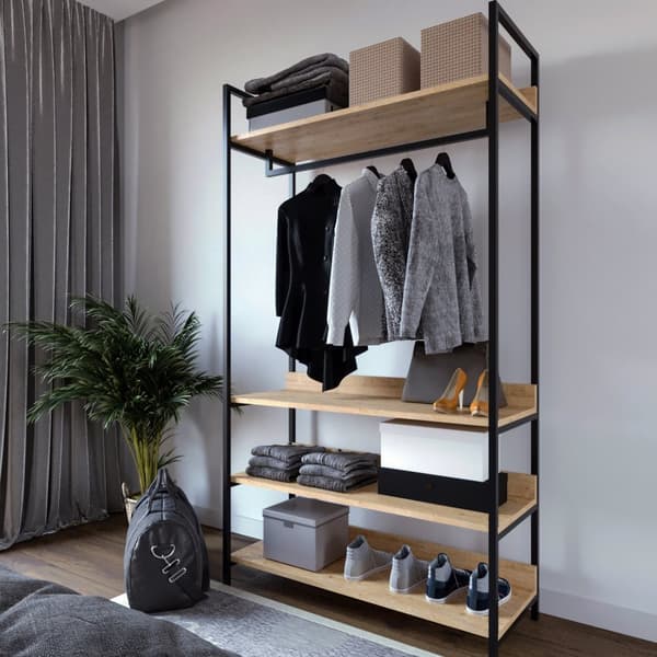 Chic Home Sanni vaatehyllykkö tangolla 100x40xK180 cm, beige/musta