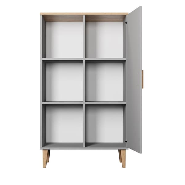 Kocot Denver kirjahylly 120cm kaapilla, 3 tasoa, harmaa/beige