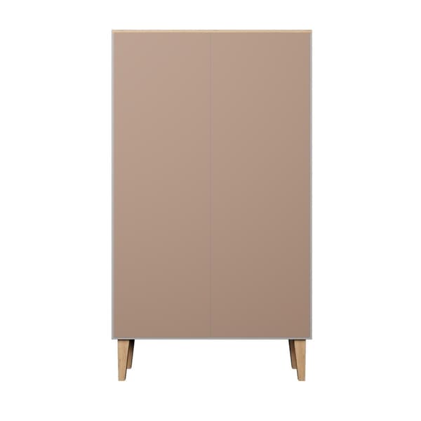 Kocot Denver kirjahylly 120cm kaapilla, 3 tasoa, harmaa/beige