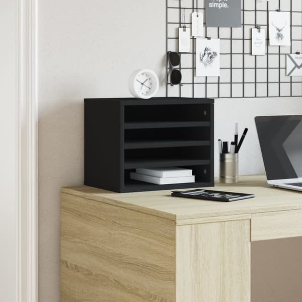 vidaXL Skrivbordshyllor svart 36x26x29,5 cm konstruerat trä