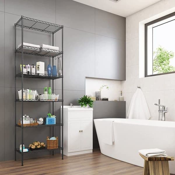 Himimi 6-vånings trådhylla för garage, kök, vardagsrum, badrum, 21,26 L x 11,42 B x 62,99 H Silver