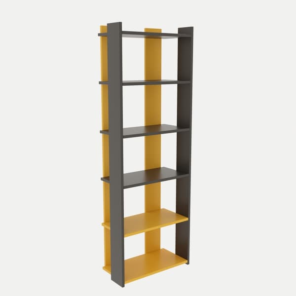 Chic Home Rene kirjahylly 63x32xK180 cm, harmaa/keltainen