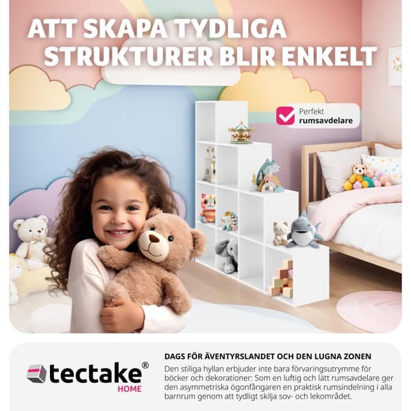 Bokhylla Talisa med 10 öppna fack i kubdesign - vit
