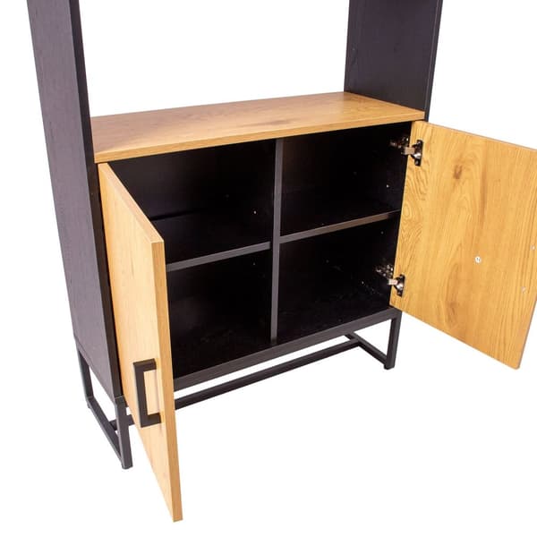 Hylly AMSTERDAM 80x30xK180cm, melamiinilevyä, metallirunko, ruskea/musta
