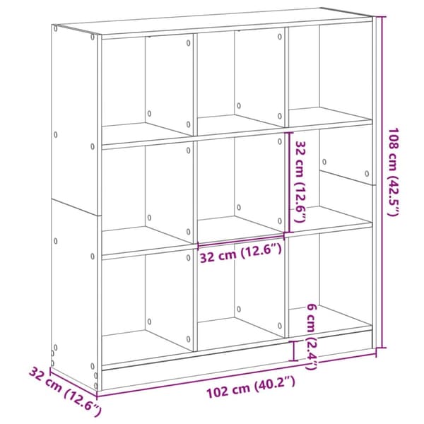 vidaXL Kirjahylly Sonoma-tammi 102x32x108 cm tekninen puu