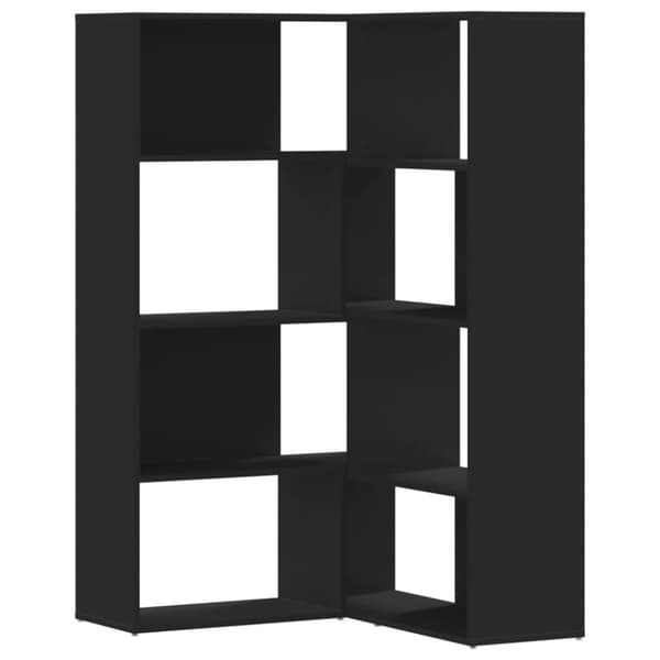 vidaXL bogreol til hjørne 85x85x140 cm 4 hylder konstrueret træ sort