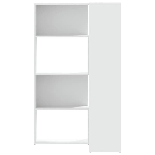 vidaXL Bokhylle for hjørne 4 etasjer hvit 85x85x140 cm konstruert tre