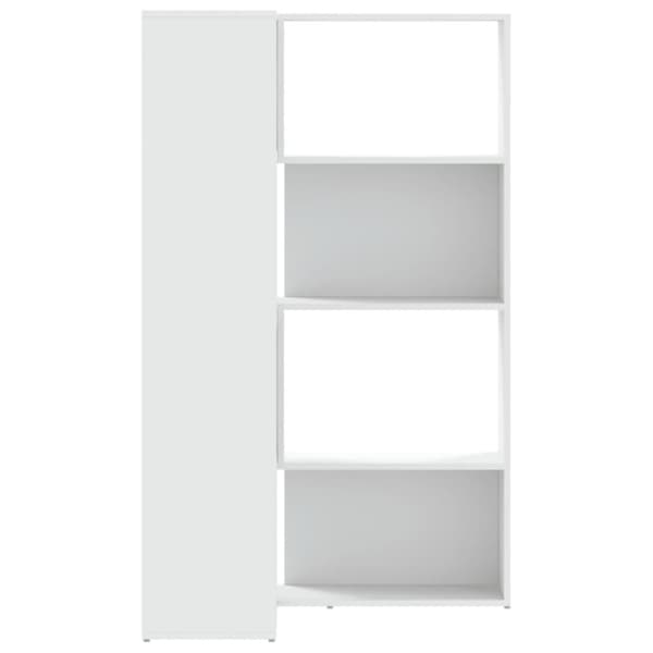 vidaXL Bokhylle for hjørne 4 etasjer hvit 85x85x140 cm konstruert tre