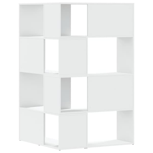 vidaXL Bokhylle for hjørne 4 etasjer hvit 85x85x140 cm konstruert tre