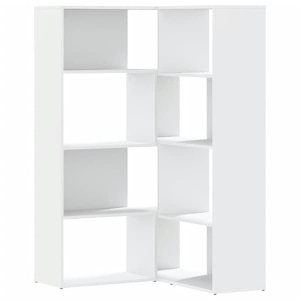 vidaXL Bokhylle for hjørne 4 etasjer hvit 85x85x140 cm konstruert tre