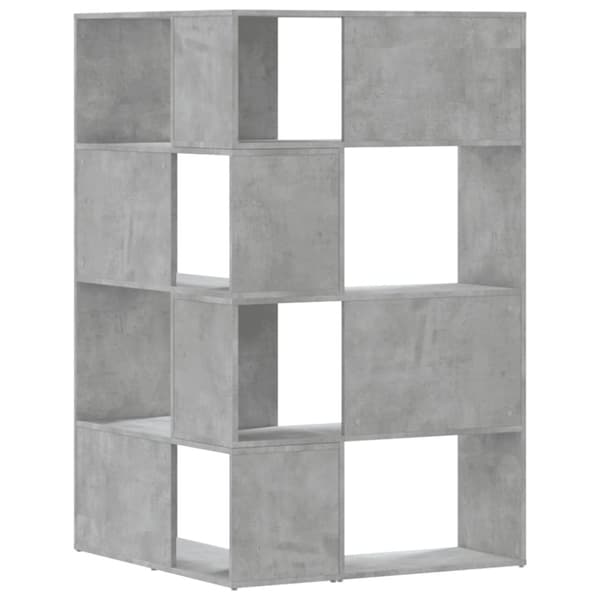 vidaXL bogreol til hjørne 85x85x140cm 4hylder konstrueret træ betongrå
