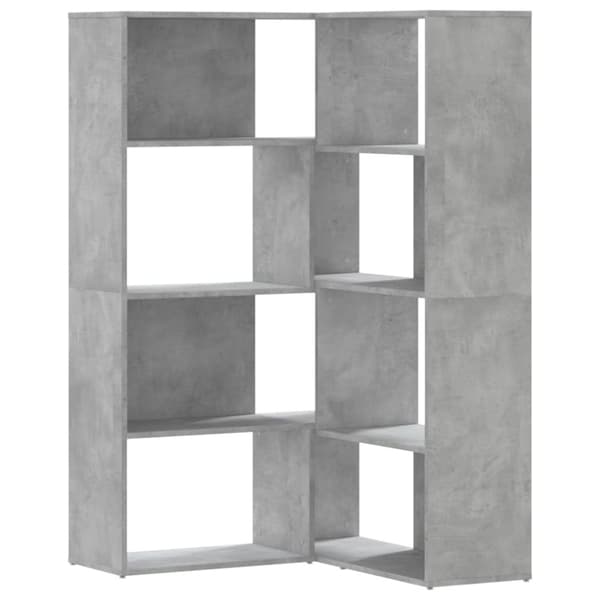 vidaXL bogreol til hjørne 85x85x140cm 4hylder konstrueret træ betongrå