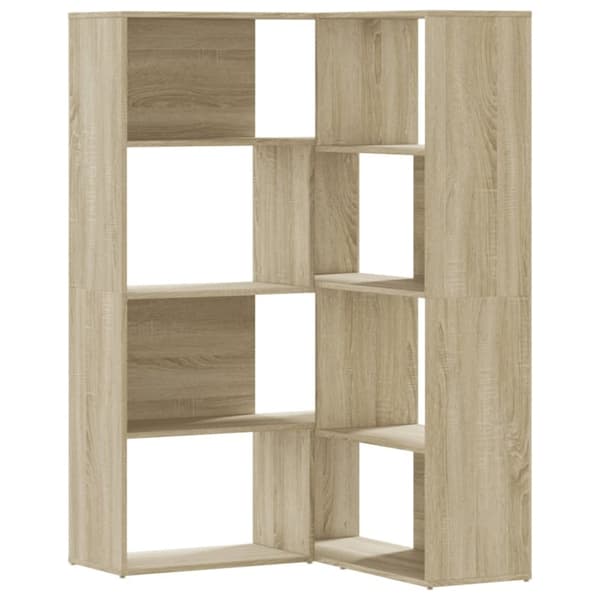 vidaXL bogreol til hjørne 85x85x140 cm 4 hylder konstrueret træ