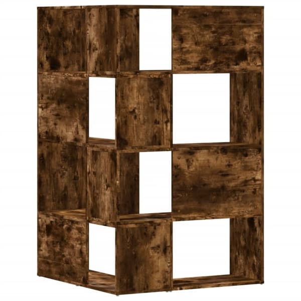 vidaXL bogreol til hjørne 85x85x140cm 4hylder konstrueret træ røget eg