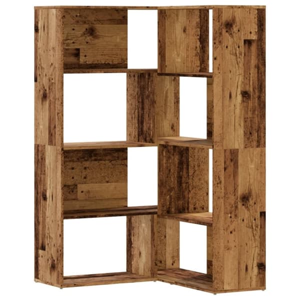 vidaXL Bokhylle hjørne 4 lag gammelt tre 85x85x140 cm konstruert tre