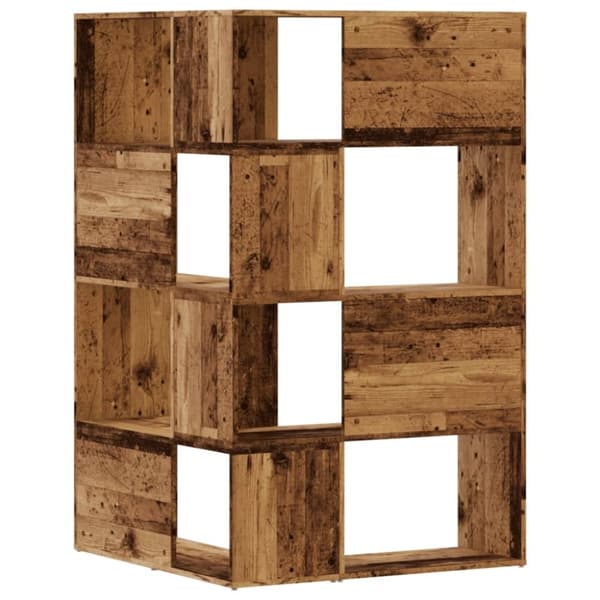 vidaXL Bokhylle hjørne 4 lag gammelt tre 85x85x140 cm konstruert tre