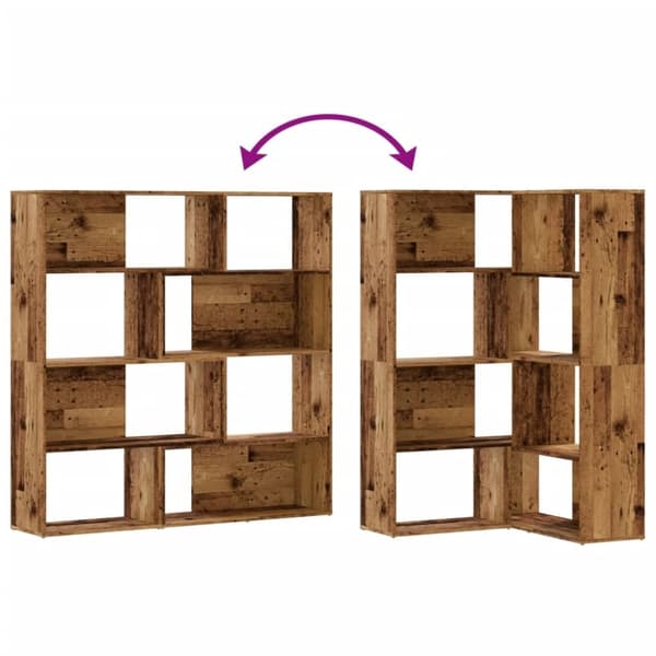 vidaXL Bokhylle hjørne 4 lag gammelt tre 85x85x140 cm konstruert tre