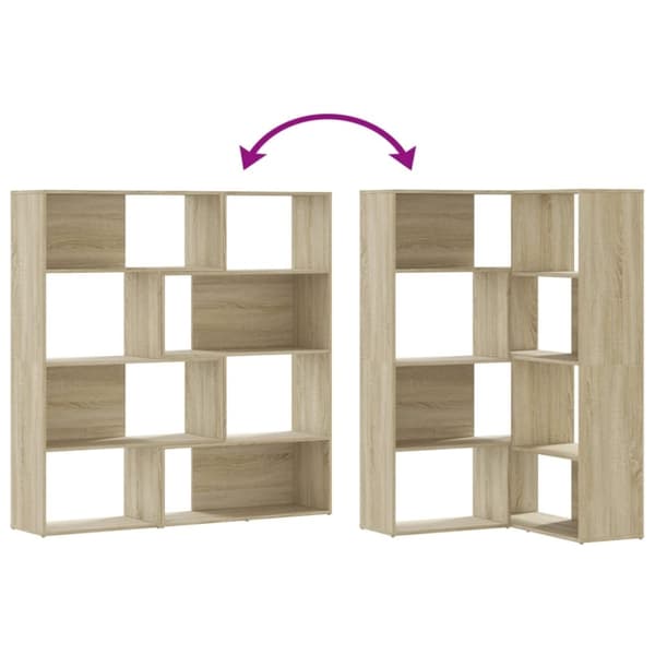 vidaXL Bokhylla hörn 4 hyllplan sonoma-ek 85x85x140 cm konstruerat trä
