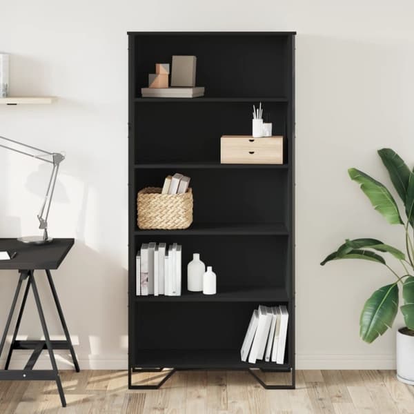 vidaXL Bokhylle svart 80x31x169 cm konstruert tre