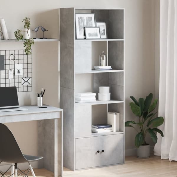 vidaXL Kirjahylly betoninharmaa 70x36x189 cm tekninen puu